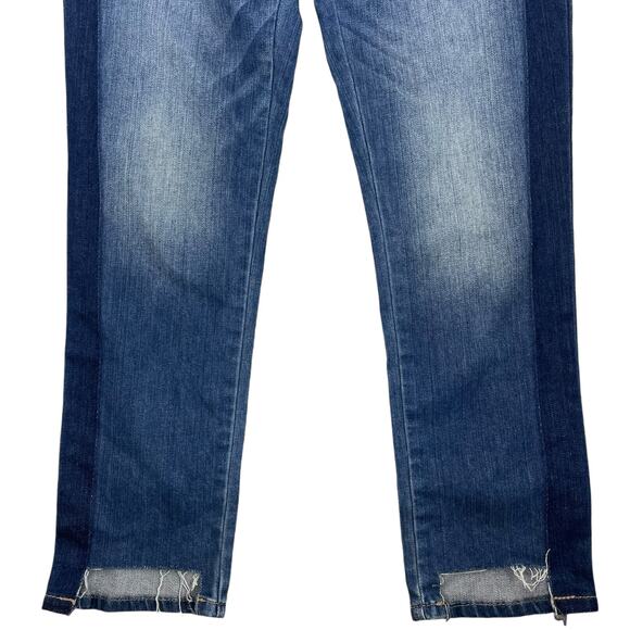 WHBM Tuxedo Mid Rise Straight Leg Crop Jeans Step Hem Med Wash Size 4 - Picture 5 of 12